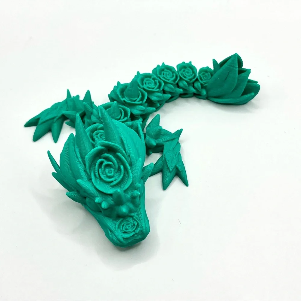 NEW 3D Green Rose Dragon Figurine - Picture 2 of 6